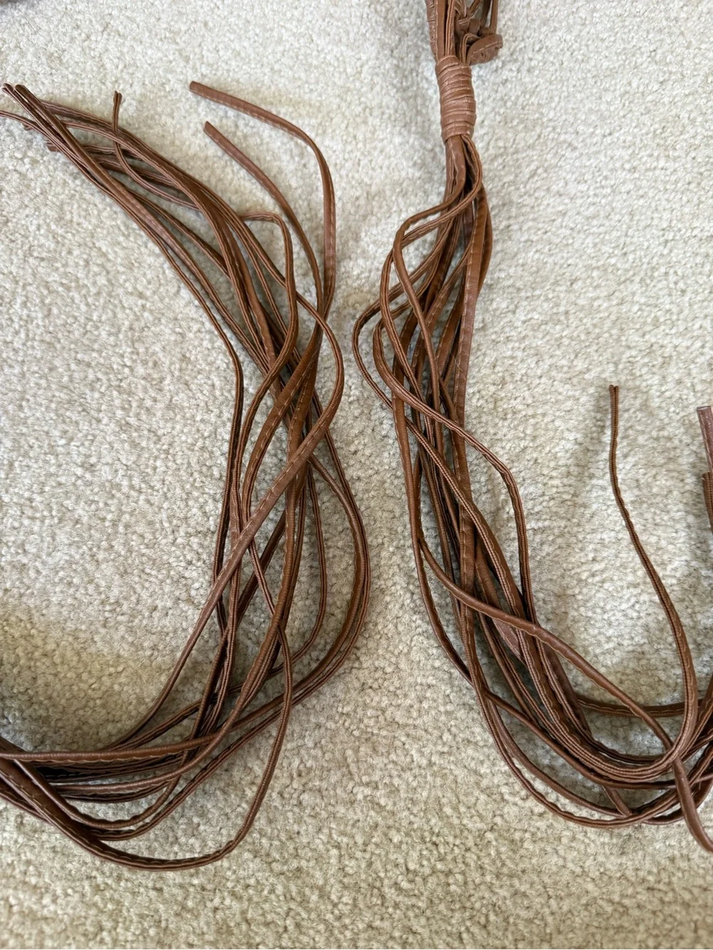70’s Brown Macrame Leather Tassel Women’s Belt 71” long Witch’s Estate Sale